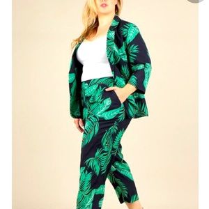Anthropologie Skies Are Blue Palm Print Blazer
